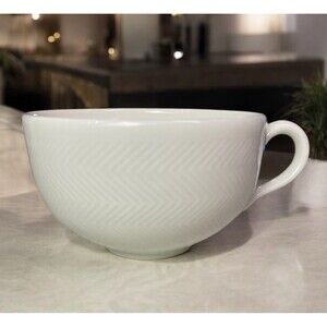 Villeroy & Boch Look White Replacement Flat Cup Porcelain Herringbone Design